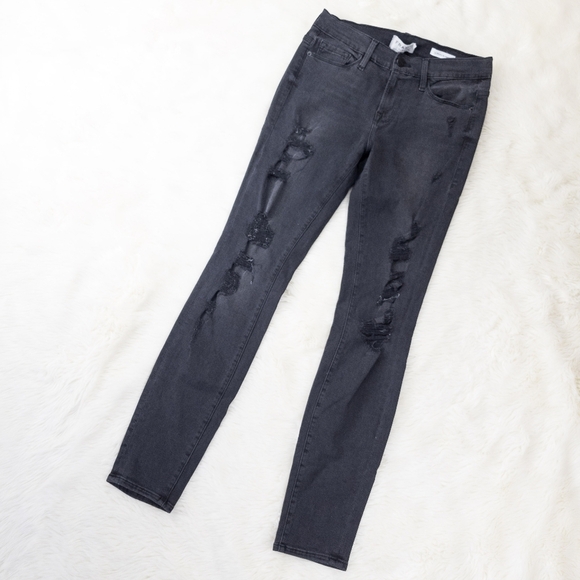 Frame Le Skinny De Jeanne Knightrider Shred Jeans - Picture 2 of 7